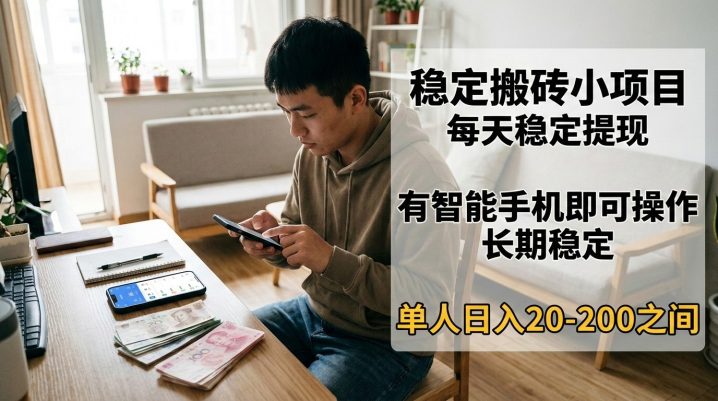 网络搬砖长期项目每天稳定提现!有智能手机即可操作-网创大婶