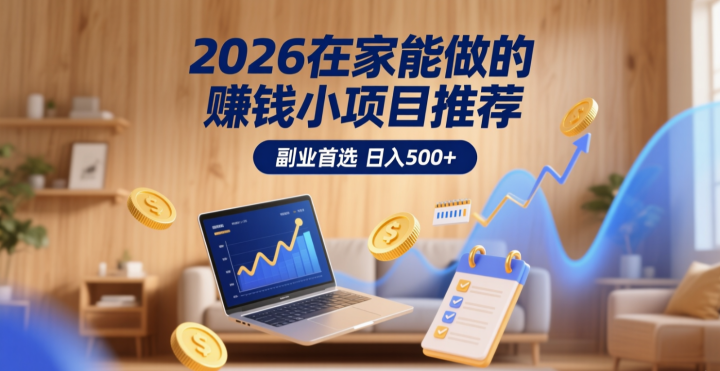 2026在家能做的赚钱小项目推荐:副业首选,日入500+-网创大婶