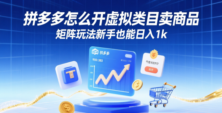 拼多多怎么开虚拟类目卖商品?矩阵玩法新手也能日入1k-网创大婶