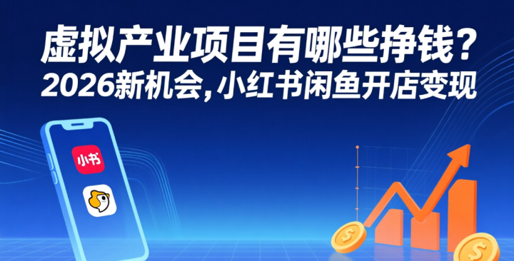 虚拟产业项目有哪些挣钱?2026新机会,小红书闲鱼开店变现-网创大婶