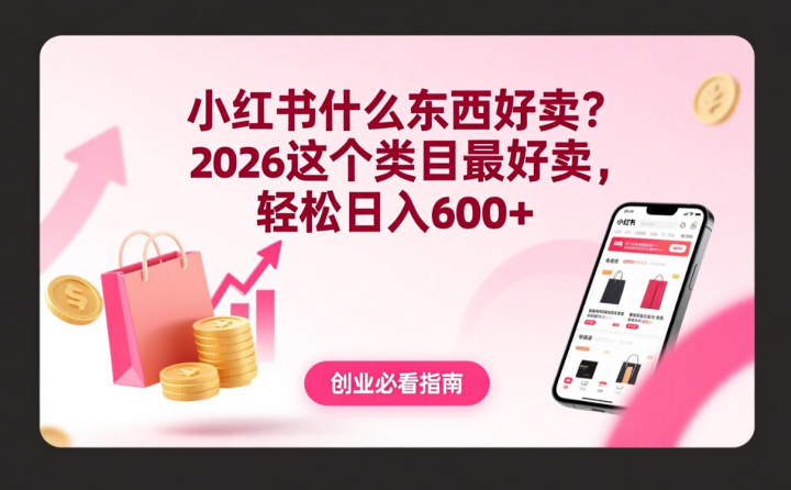 小红书什么东西好卖?2026这个类目最好卖,轻松日入600+-网创大婶
