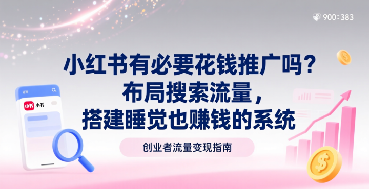 小红书有必要花钱推广吗?布局搜索流量,搭建睡觉也赚钱的系统-网创大婶