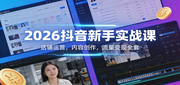 抖音运营是做什么的?2026抖音新手实战课流量变现全套-网创大婶