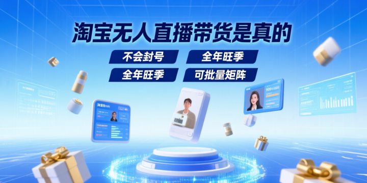淘宝无人直播带货是真的:不会封号,全年旺季,可批量矩阵-网创大婶