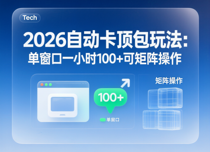 2026自动卡顶包玩法:单窗口一小时100+可矩阵操作-网创大婶