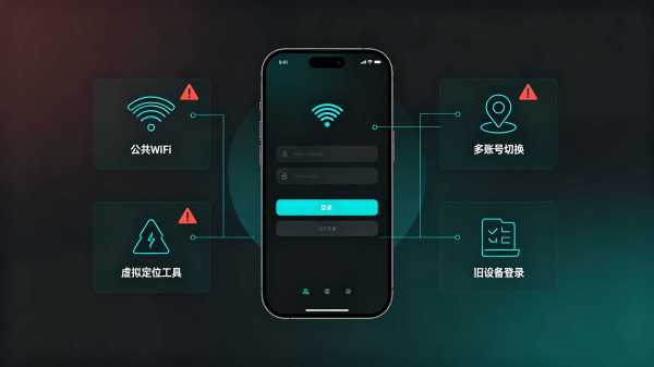 梳理网络波动、设备黑标、多账号切换、历史违规四类拦截诱因 登录异常四大风险原因汇总图