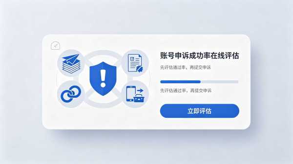 展示账号申诉成功率在线评估工具入口,帮助用户先评估通过率再提交申诉 账号申诉成功率在线评估工具图