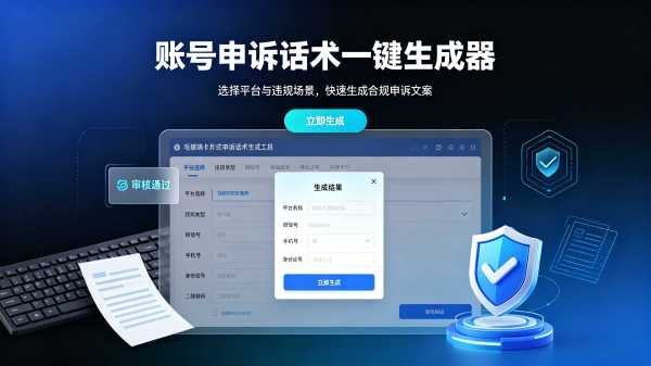 快手封禁账号申诉话术工具,快速生成合规申诉文案 账号申诉话术一键生成器