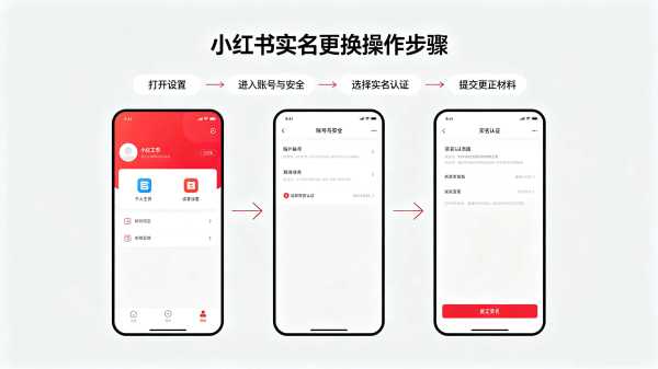 账号实名认证变更实操界面 小红书实名更换操作步骤
